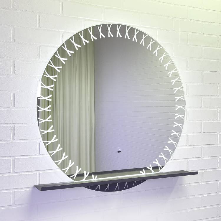 Зеркало Comforty Арзамас 80 00-00014152 с подсветкой, бесконтактный сенсор, полка-графит