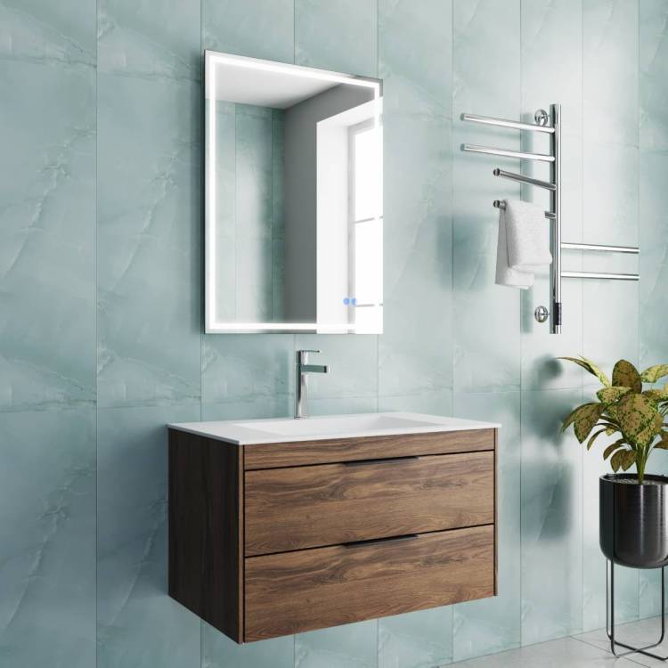 Тумба с раковиной Vincea Chiara 2D 800 2 выкатных ящика, C.Oak, раковина белая