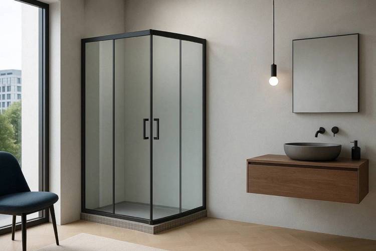 Душевой уголок Royal Bath HPD RB70HPD-T-BL профиль черный, стекло прозрачное, 70x70x200