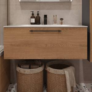 Тумба с раковиной Terminus Venta VEN101001300001O шпон, дуб, 100x38