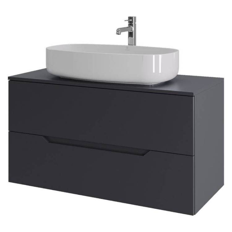 Тумба с раковиной Orange Line Li-100TugMDF+B07-675W графит матовый, 100 см
