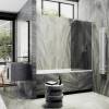 Шторка на ванну MaybahGlass MGV-133-1у стекло графит матовый, профиль белый матовый, 1400x440 фото 3