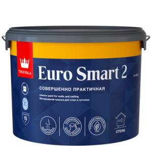 Краска интерьерная Tikkivala Euro Smart 2 глубокоматовая база A 9 л