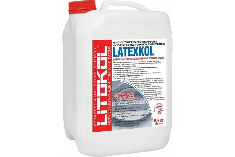 Латексная добавка Litokol Latexkol-M для цементных клеев Белый 8.5 кг