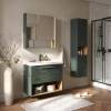 Зеркало-шкаф Equil Gleam szGLEAM.LED.80.2D-34 с подсветкой, розеткой и часами, зеленый камень, дуб вотан, 80x80 фото 10
