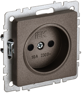 Розетка 1-местная с защитными шторками IEK Brite BR-R13-10-K45 темная бронза