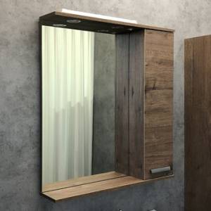 Зеркало Comforty Марио 75 дуб темный, с подсветкой