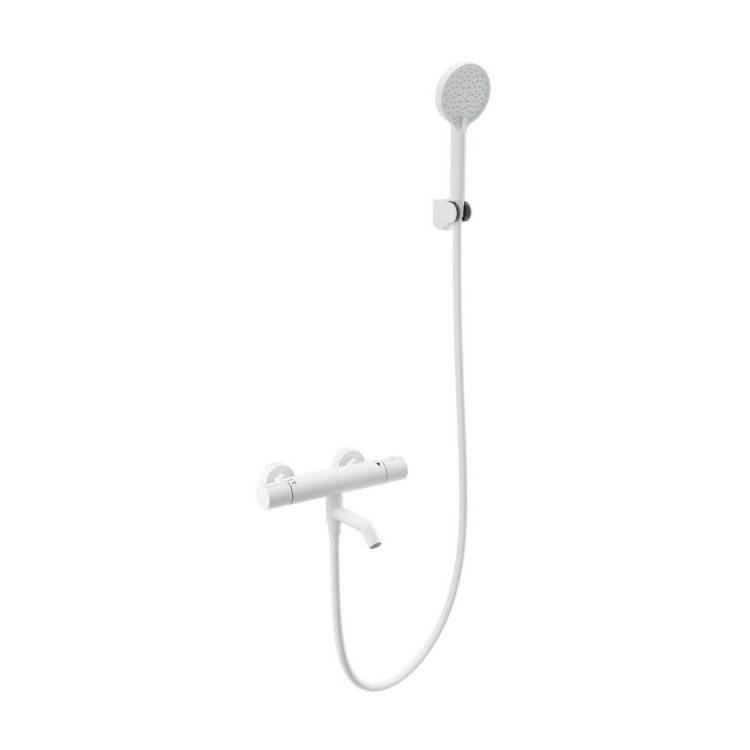 Смеситель для ванны Wonzon & Woghand WW-B3029-A1-MW термостатический, с душевым гарнитуром, белый матовый