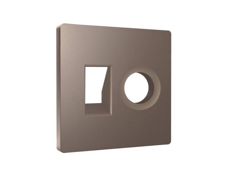 Лицевая панель для компьютерной/телефонной розетки+TV розетки Ambrella Volt Alfa AP6425 темная бронза матовый