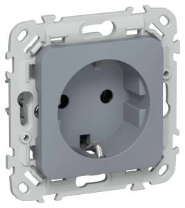 Розетка 1-местная с заземлением IEK Flite FI-R11-16-1-K35 маренго