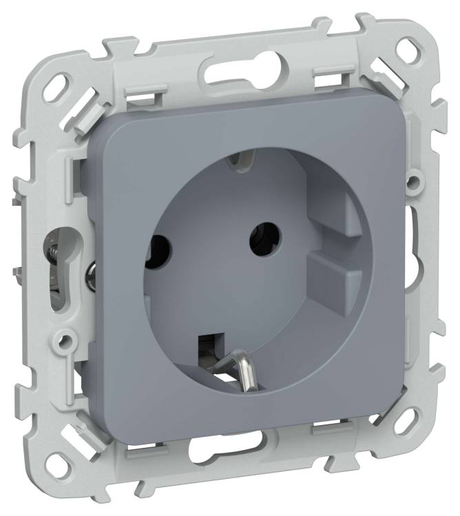 Розетка 1-местная с заземлением IEK Flite FI-R11-16-1-K35 маренго