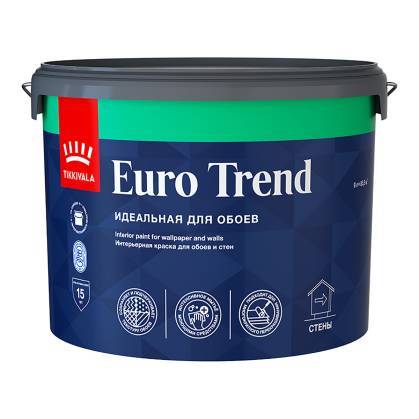 Краска для обоев и стен Tikkivala Euro Trend матовая база A 9 л