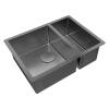 Мойка кухонная Paulmark Next 58/2S Uni PM225844-GM Вороненая Сталь, 58x44 фото 2