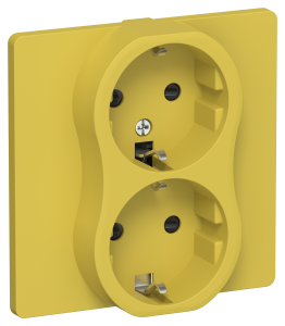 Розетка 2-местная с заземлением и шторками IEK Flite FI-R24C-16-1-K44 желтый карри