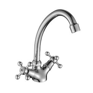 Смеситель для кухни Decoroom DR54 DR54028 двуручный с высоким повортным изливом Хром