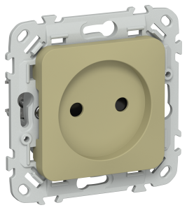 Розетка 1-местная с защитными шторками IEK Flite FI-R13-10-K26 оливковый