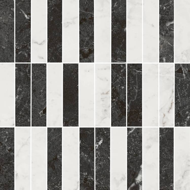 Декор Kerama Marazzi Тубкаль KMD2MSA003BR мозаичный микс чёрный белый глянцевый обрезной 30x30