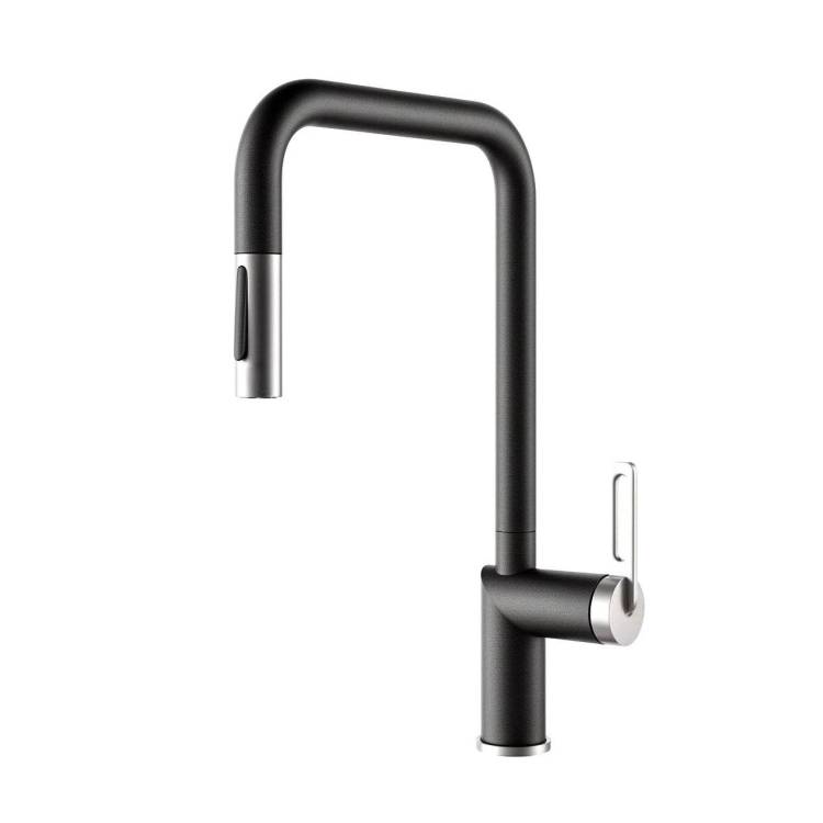 Смеситель для кухни Granula GR-8173 турмалин, с выдвижным изливом