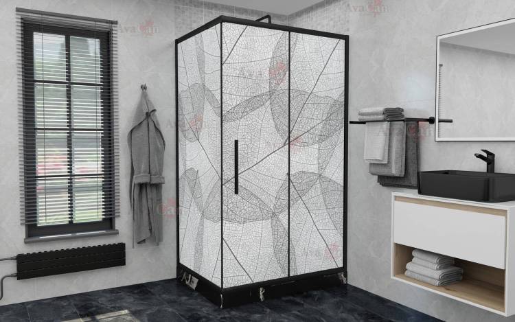 Душевой уголок AvaCan FB-140-SB90MT профиль черный, стекло матовое, 160x90x195