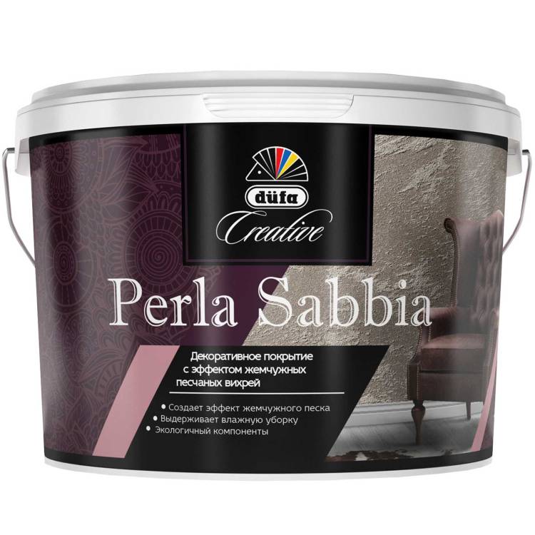 Покрытие декоративное Dufa Creative Perla Sabbia эффект жемчужных песчаных вихрей база Argento LC-001 1 кг