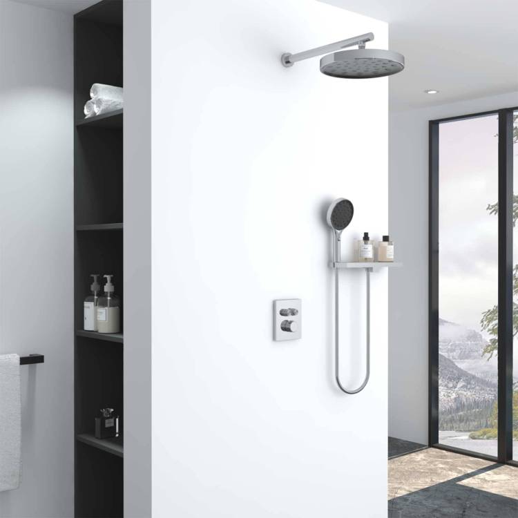 Душевой комплект Vincea Inspire VSFW-3I21MT2RCH встраиваемый, термостатический, двухрежимный, хром глянцевый