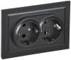 Розетка 2-местная с заземлением IEK Brite BR-R21-16-K02-F черный