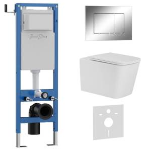 Комплект Iberica Blanca Toledo Alto IB.001M.TLA.231.852 унитаз безободковый, белый, сиденье микролифт, клавиша смыва хром глянцевый