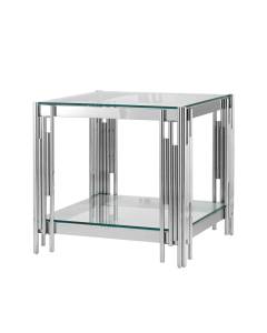 Стол журнальный Stool Group Гэтсби EET-027 прозрачное стекло, сталь серебро 55x55x55