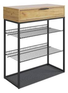 Стеллаж для обуви Mebelson Краш LMN-13.2555 черный муар/дуб крафт золотой