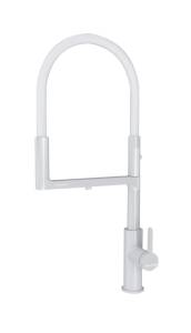 Смеситель для кухни Paulmark Tornado To213402-WH с гибким изливом, белый матовый