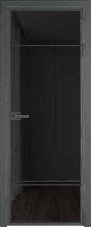 Межкомнатная дверь Profil Doors 4 AX цвет профиля Серая ночь, стекло безопасное 6 мм черное тонированное 600x2000