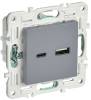 Розетка USB type A+C IEK Skandy SK-U22-018-K03 серый