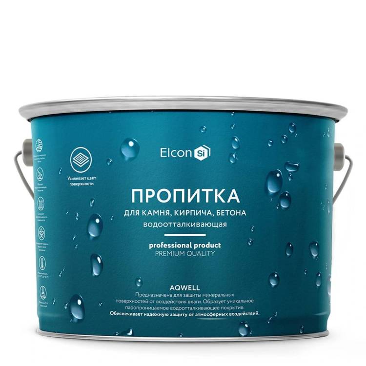 Пропитка водоотталкивающая для камня, кирпича, бетона Elcon Aqwell 9 л
