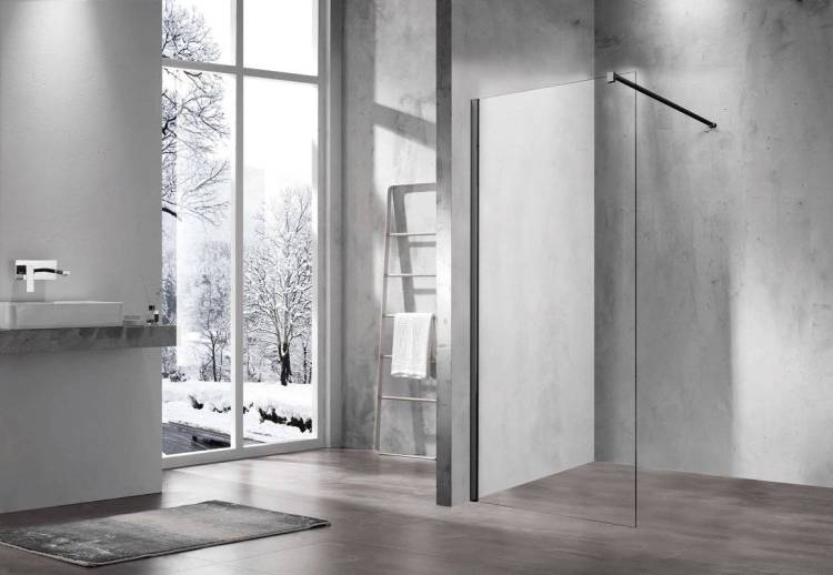 Душевая перегородка Vincea Walk-In VSW-1H110CLB, 1100x2000, черный, стекло прозрачное