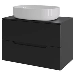 Тумба с раковиной Orange Line Li-70TubMDF+B04-600W черный матовый, 70 см