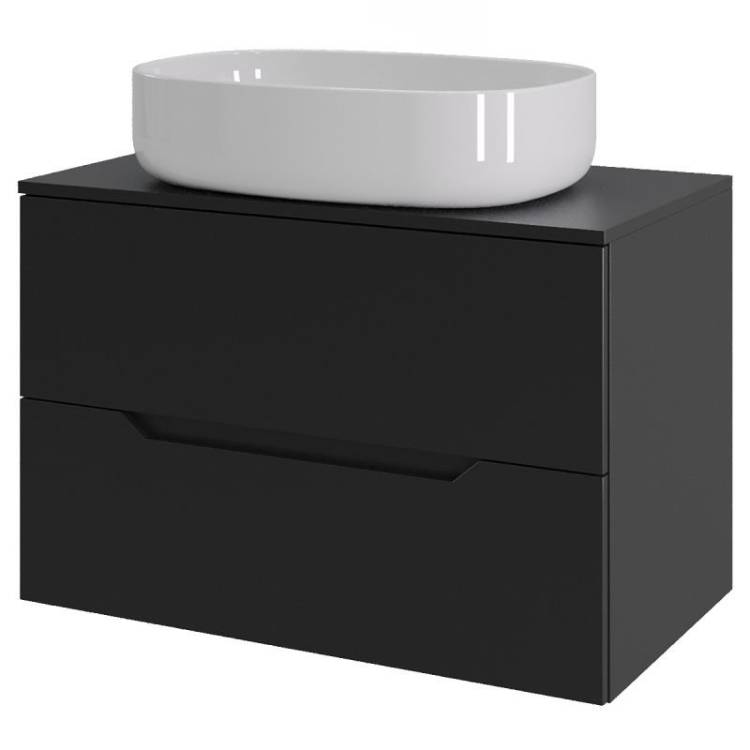 Тумба с раковиной Orange Line Li-70TubMDF+B04-600W черный матовый, 70 см