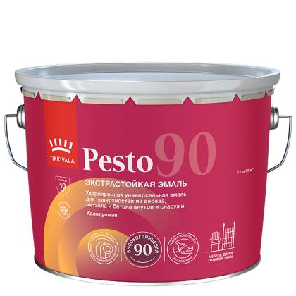 Эмаль универсальная Tikkivala Pesto 90 высокоглянцевая база A 9 л