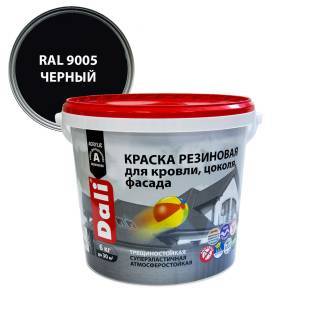 Краска резиновая трещиностойкая акриловая для кровли цоколя фасада Dali черный 6 кг