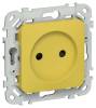 Розетка 1-местная с защитными шторками IEK Flite FI-R13-10-1-K44 желтый карри