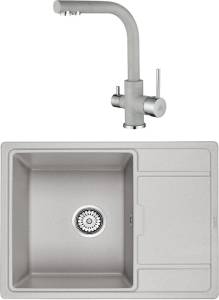 Комплект Paulmark Weimar PM216550-GR серый + Смеситель Paulmark Essen Es213011-310 для кухонной мойки, серый