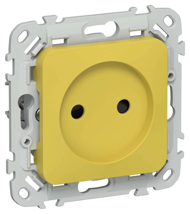 Розетка 1-местная с защитными шторками IEK Flite FI-R13-10-1-K44 желтый карри