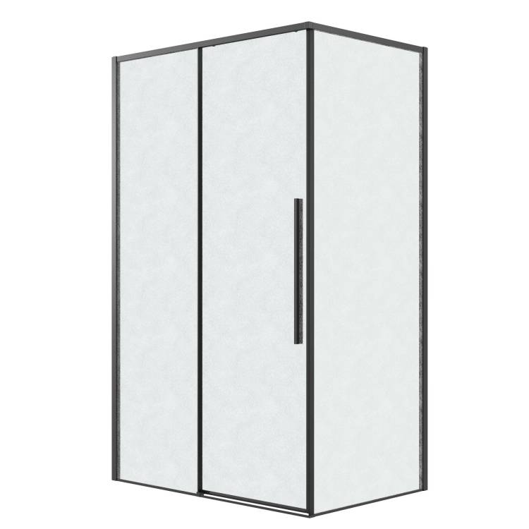 Душевой уголок Grossman Galaxy 120.K33.01.1210.21.02 профиль черный матовый, стекло шиншилла, 120x100x195