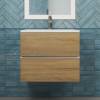 Тумба с раковиной Uperwood Barsa подвесная, белая, дуб сонома, 60 см фото 4