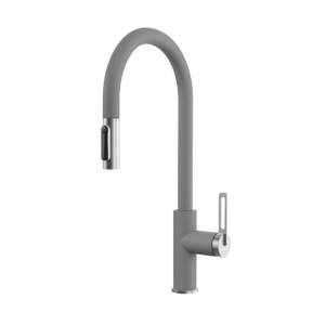 Смеситель для кухни Granula GR-8168 алюминиум, с выдвижным изливом