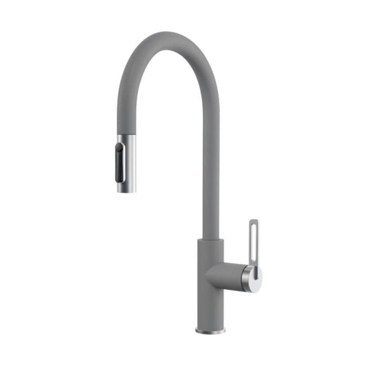 Смеситель для кухни Granula GR-8168 алюминиум, с выдвижным изливом