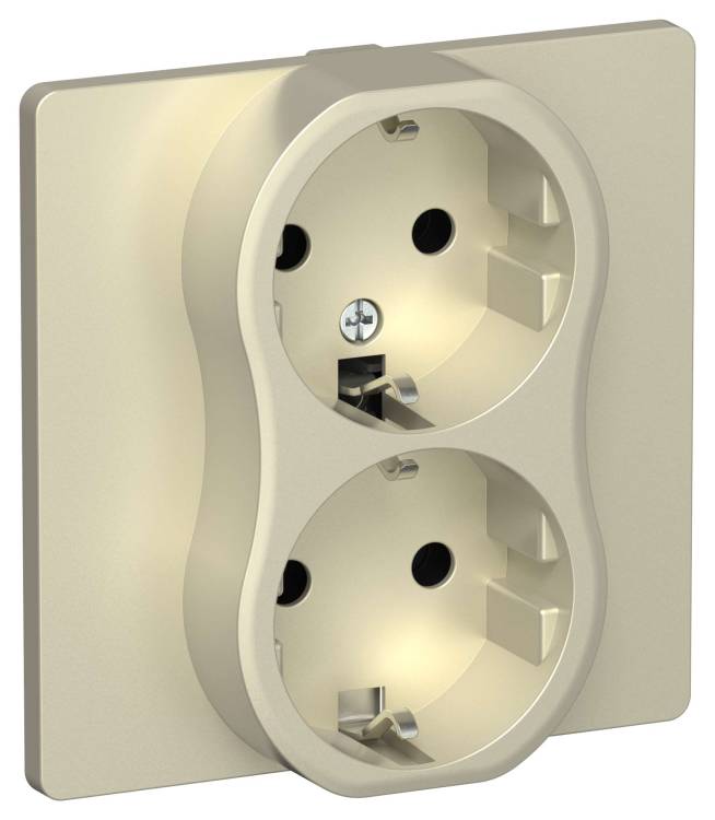 Розетка 2-местная с заземлением IEK Flite FI-R21C-16-1-K37 шампань