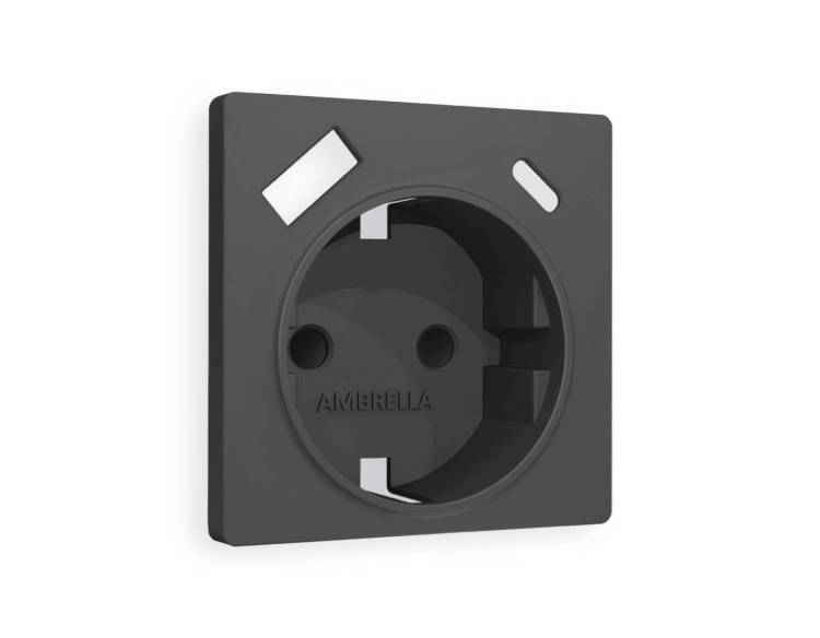 Лицевая панель для электрической розетки с заземлением со шторками 2USB A+C Ambrella Volt Alfa AP9100