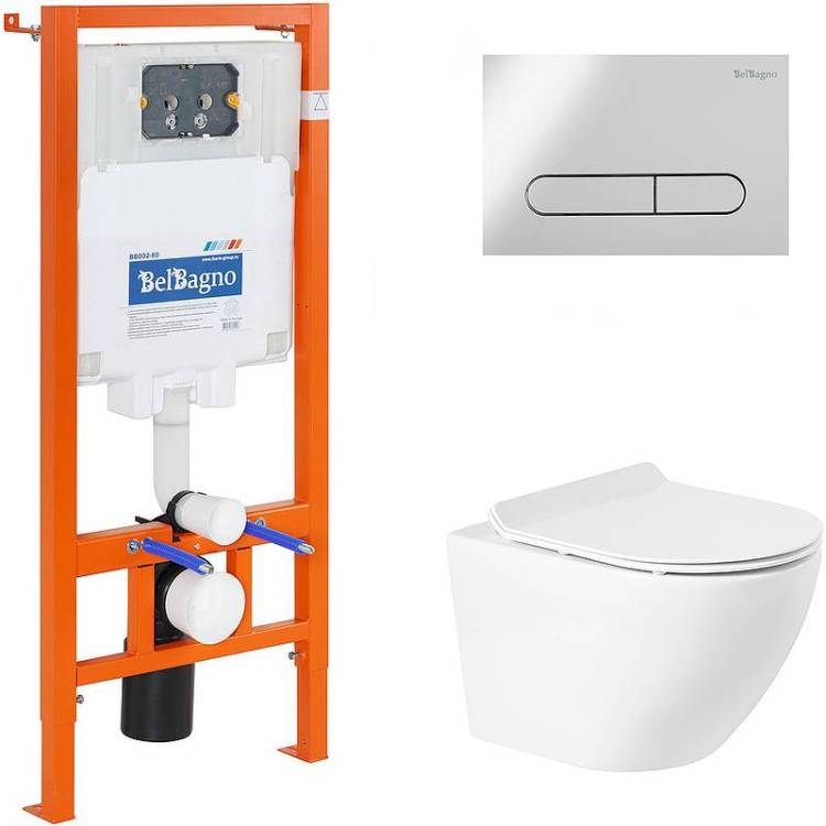 Комплект Belbagno Sfera-R BB046CHR/BB2111SC/BB002-80/BB005-PR-CHROME кнопка хром