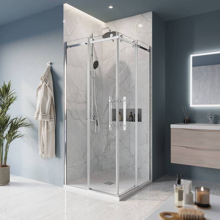 Душевой уголок BelBagno Marino MARINO-A-2-100-C-CR профиль хром, стекло прозрачное, 100x100