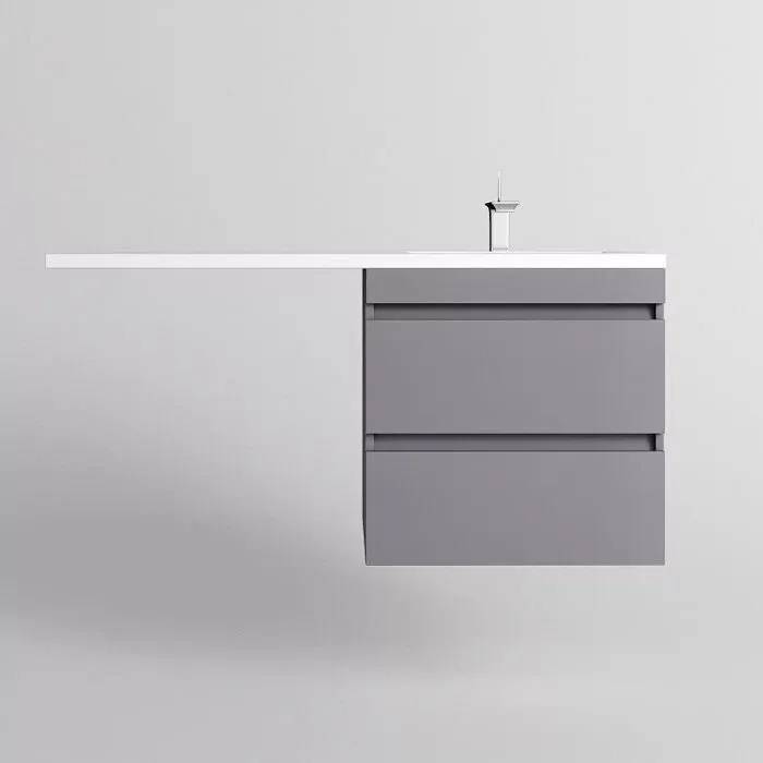Тумба с раковиной Style Line Даллас Леон 120 подвесная, правая Люкс серая, Plus